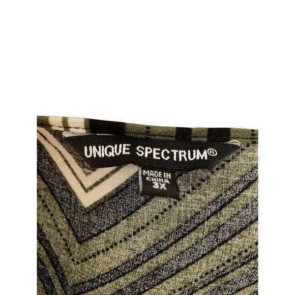 Unique Spectrum 3X High-Low Chevron Blouse‎ with Faux Zipper Pocket - Picture 5 of 7